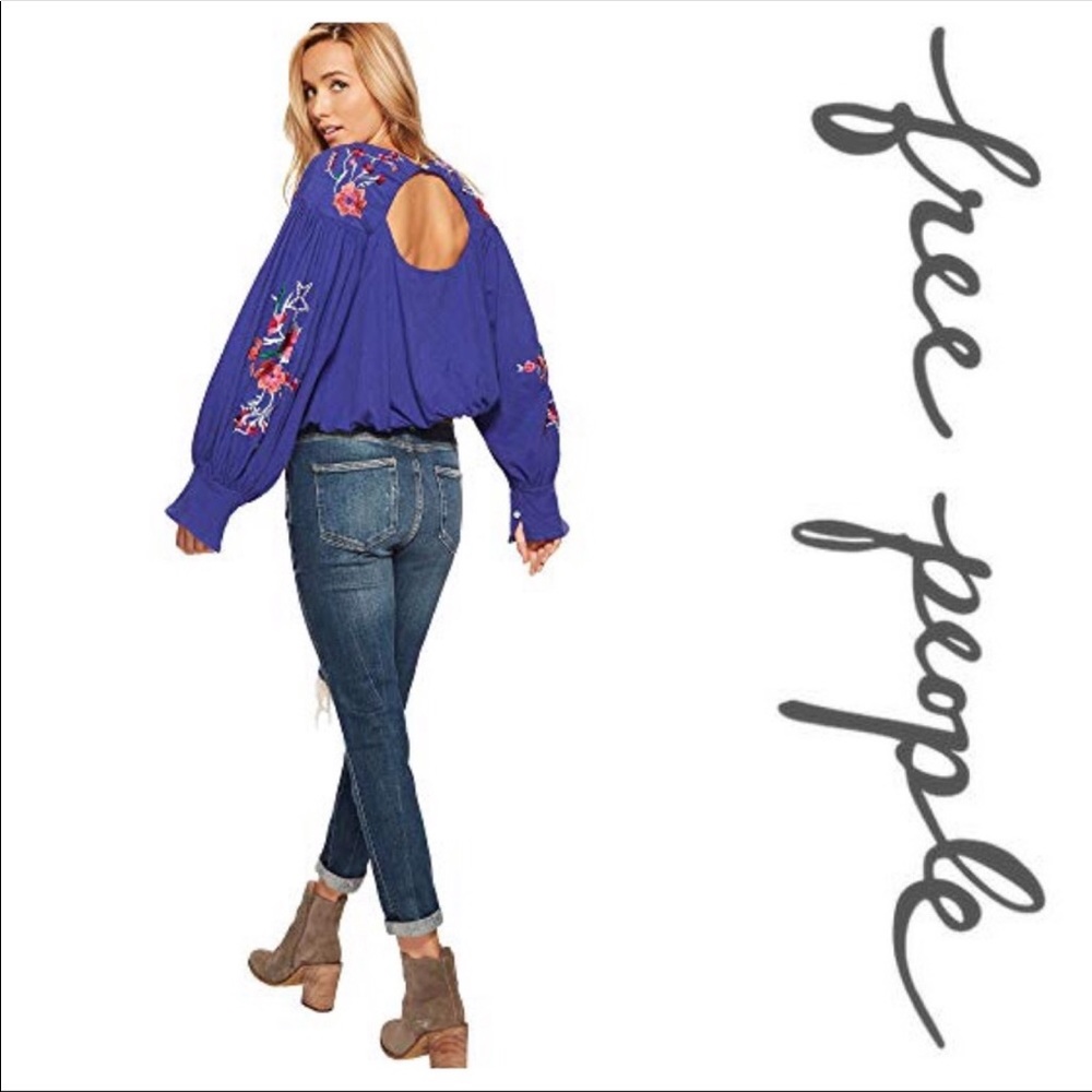 Free People Top Embroidered Lita Floral Cut-Outs - Picture 5 of 8
